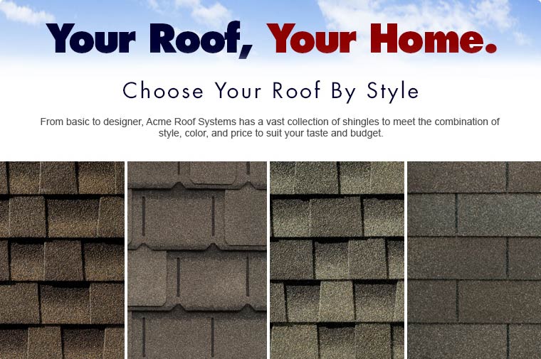 Image of different types of roof shingles and text
