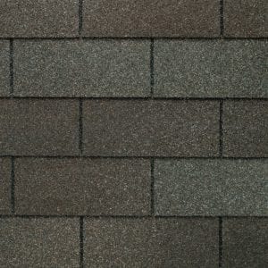 Close up photo of GAF's Royal Sovereign Weathered Gray shingle swatches