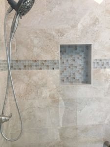 Close-up of newly installed shower tile