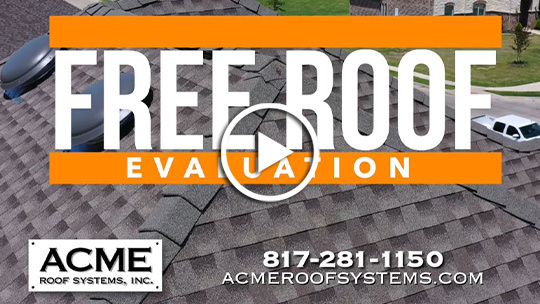video thumbnail for Acme Roof Systems commercial showing Free Roof Inspection text and Acme Roof contact information