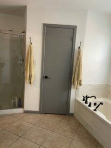 an older master bathroom about to be remodeled